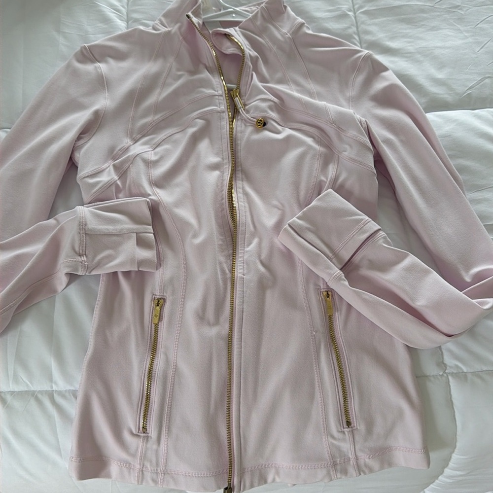Lululemon Blush Pink Gold Zip Fitted Jacket Size 6